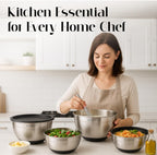 Bellemain Mixing Bowls with Lids Set - Stainless Steel Mixing Bowls with Airtight Lids - Food Storage Containers - 3PCS Set with Non-Slip Bottoms Kitchen Essentials for Baking - Serving