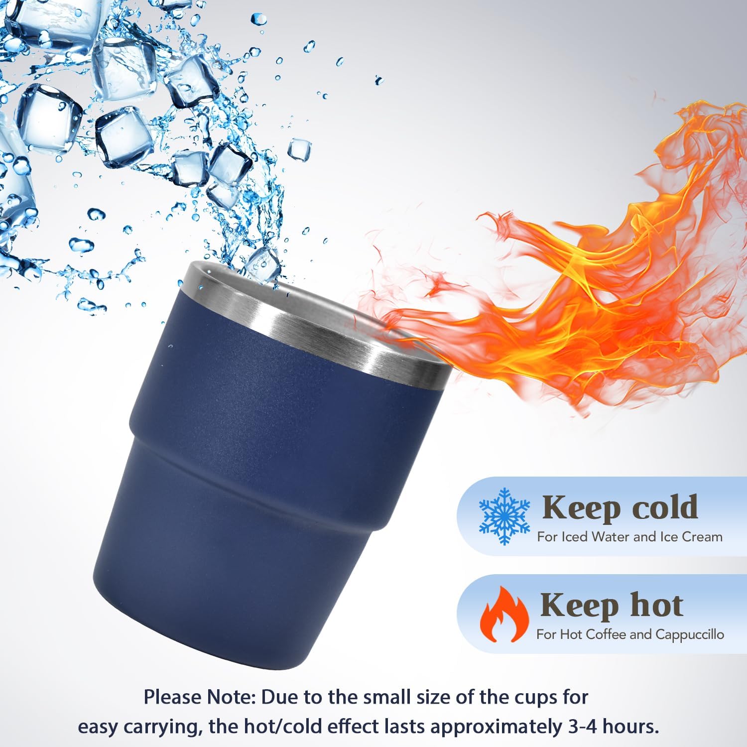 6oz Vacuum Insulated Espresso Cup Set of 2, Espresso Shot Cup for Coffee, Double Wall Stainless Steel Mini Tumbler Shot Glasses with Lid, Mini Coffee Cup