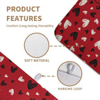 Valentines Day Dish Drying Mat Red Black Love Heart Valentine Kitchen Dish Drying Pad Absorbent Dish Dryer Mat for Kitchen Countertops Microfiber Dishes Drainer Pad Dish Drying Rack Mat (18x24 in)