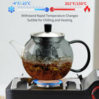 28OZ Glass Teapot with Infuser Stovetop Safe, 800ml Borosilicate Glass Kettle Tea Pot with Infusers tea infuser pot for loose leaf tea, tea Maker brewer, Dishwasher Safe, tetera para te(Dark Gery)