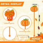 36 Pcs Fall Cocktail Stirrers, Pumpkin Drink Stirrers Plastic Swizzle Sticks Reusable Coffee Stirrer Stir Sticks for Halloween Autumn Thanksgiving Party Tea Coffee Bar Decoration