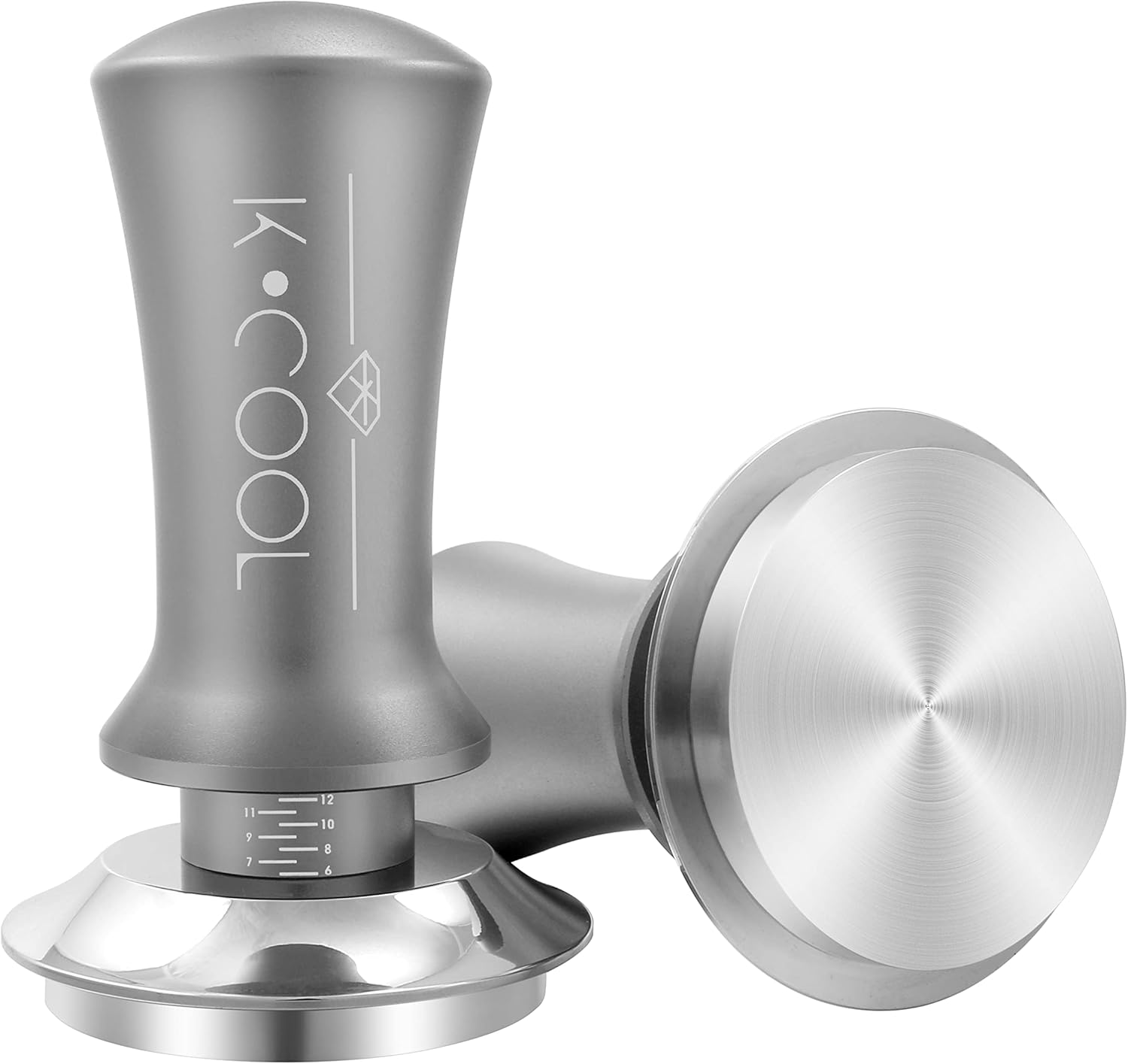 K COOL 51mm Coffee Espresso Tamper, Premium Barista Tools, Calibrated Spring Tamper, 100% Stainless Steel Flat Base Tamper with Scale Mark for Espresso Machine (Silver)