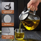 Glass Teapot Tea Pot with Removable Stainless Steel Infuser, 25oz / 760ml Borosilicate Glass Tea Kettle for Office Work, Fine Strainer for Loose Leaf Tea