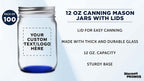 DISCOUNT PROMOS 100 Decorating Mason Jars Set, 12 oz. - Customizable Text, Logo - Canning, Aluminum Lid - Blue