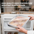 Grilling Prep and Serve Trays, Stainless Steel Large Capacity Food Prep Tray, Grill Carry System, Marinade Container with Lid and Cutting Board, BBQ Grill Accessories, Grilling Gifts for Men