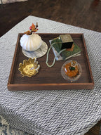 Extra Large Square Ottoman Table Tray 20" - Rustic Wooden Serving Tray for Farmhouse Decorative Oversized Coffee Table Trays Living Room Kitchen Counter Breakfast Brown