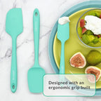 Elihome Chef Series 3 Piece Silicone Spatula Set - 600°F Heat Resistant Non Stick Rubber Kitchen Scraper Spatulas for Cooking, Baking, and Mixing – BPA Free and LFGB Certified Silicone, Green Color