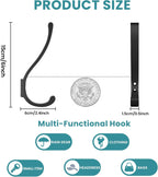 6-Pack Heavy Duty Coat Hooks for Wall Mount - Durable Wall-Mounted Hooks for Hanging Coats, Backpacks & Bookbags, Rust-Resistant Coat Hanger Hooks for Entryway, Garage, Dorm