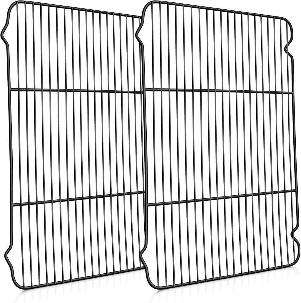 P&P CHEF Cooling Baking Rack Pack of 2, Stainless Steel Cooling Racks for Cooking Baking Roasting Grilling Drying, Dense Wires & Smooth Edge, Easy to clean, Black, 16.6" x 11.5"