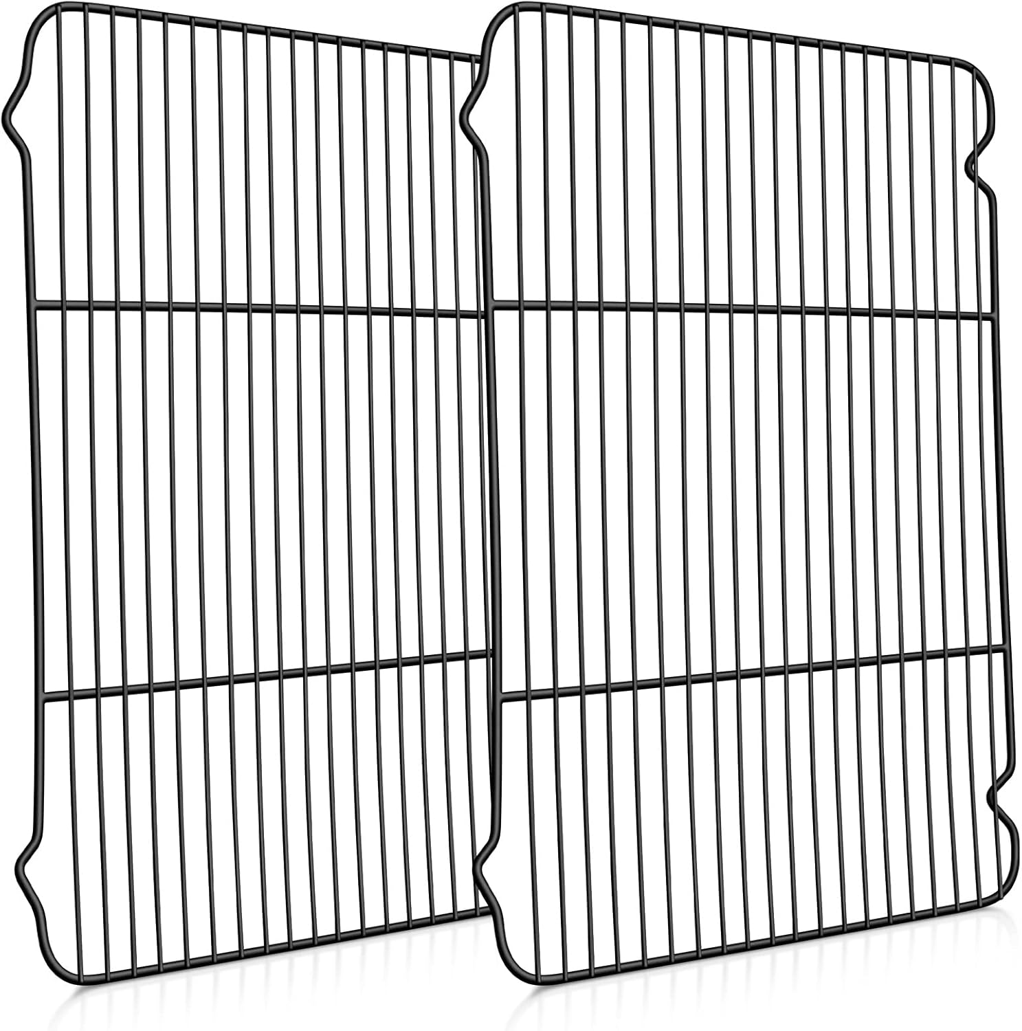 P&P CHEF Cooling Baking Rack Pack of 2, Stainless Steel Cooling Racks for Cooking Baking Roasting Grilling Drying, Dense Wires & Smooth Edge, Easy to clean, Black, 16.6" x 11.5"