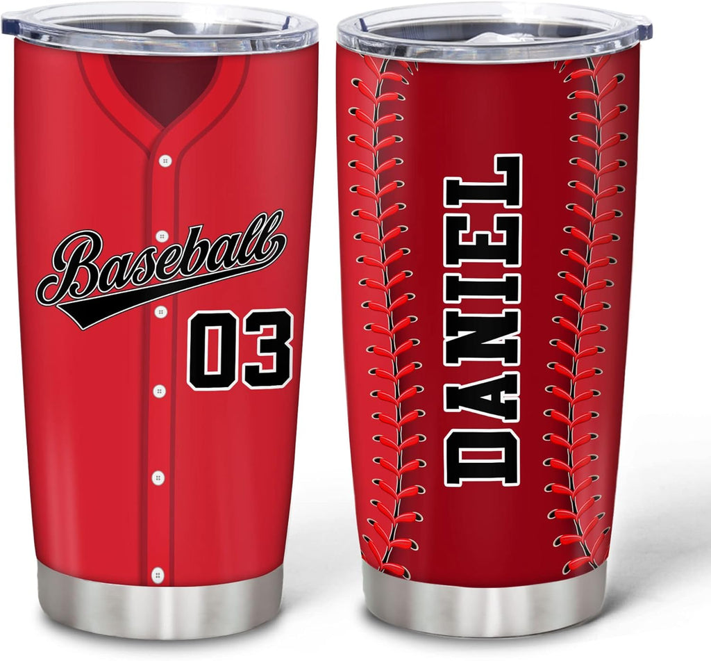 Hyturtle Personalized Baseball Tumbler Baseball Players Design Stainless Steel Double Walled Vacuum Insulated Tumblers 20oz30oz Coffee Travel Mug Cup Christmas Gift For Men Boys Friends Dad Sports Fan