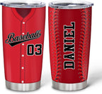 Hyturtle Personalized Baseball Tumbler Baseball Players Design Stainless Steel Double Walled Vacuum Insulated Tumblers 20oz30oz Coffee Travel Mug Cup Christmas Gift For Men Boys Friends Dad Sports Fan