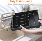 Lifewit Silverware Organizer with Lid, Covered Utensil Tray for Kitchen Drawer and Countertop, Plastic Cutlery and Flatware Storage Box for Spoons Forks Knives Holder Case, 7 Compartments, Black