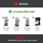 51mm Bottomless Portafilter & Puck Screen, 3 Ears Stainless Steel Head, Only Compatible with De'Longhi EC680, EC685, EC885, and SMEG ECF01, Includes 304 Stainless Steel Filter Basket