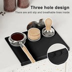 Espresso Tamping Mat 9.8x7.8 Inch, Food Grade Silicone Barista Station for 51/54/58mm Tamper, Anti-Slip Heat Resistant Waterproof, Home and Café Use, Black