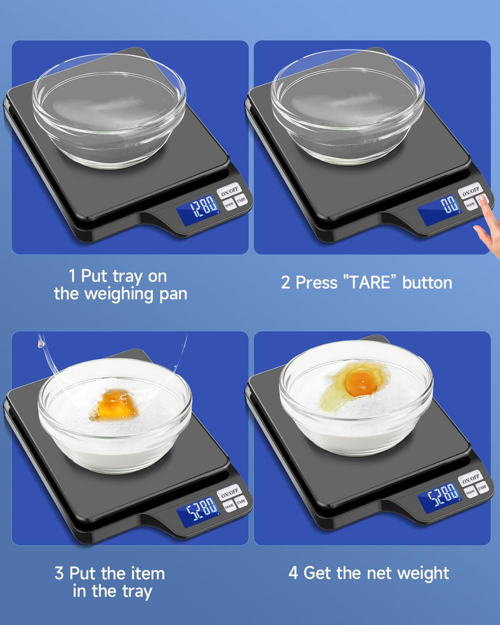 Large 5kg/11lb Kitchen Scale with 0.1g/0.01oz High Precision, USB Rechargeable Food Scale, Stainless Steel Pan, with Tare Function,for Baking Cooking Coffee Package Postage