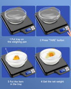 Large 5kg/11lb Kitchen Scale with 0.1g/0.01oz High Precision, USB Rechargeable Food Scale, Stainless Steel Pan, with Tare Function,for Baking Cooking Coffee Package Postage