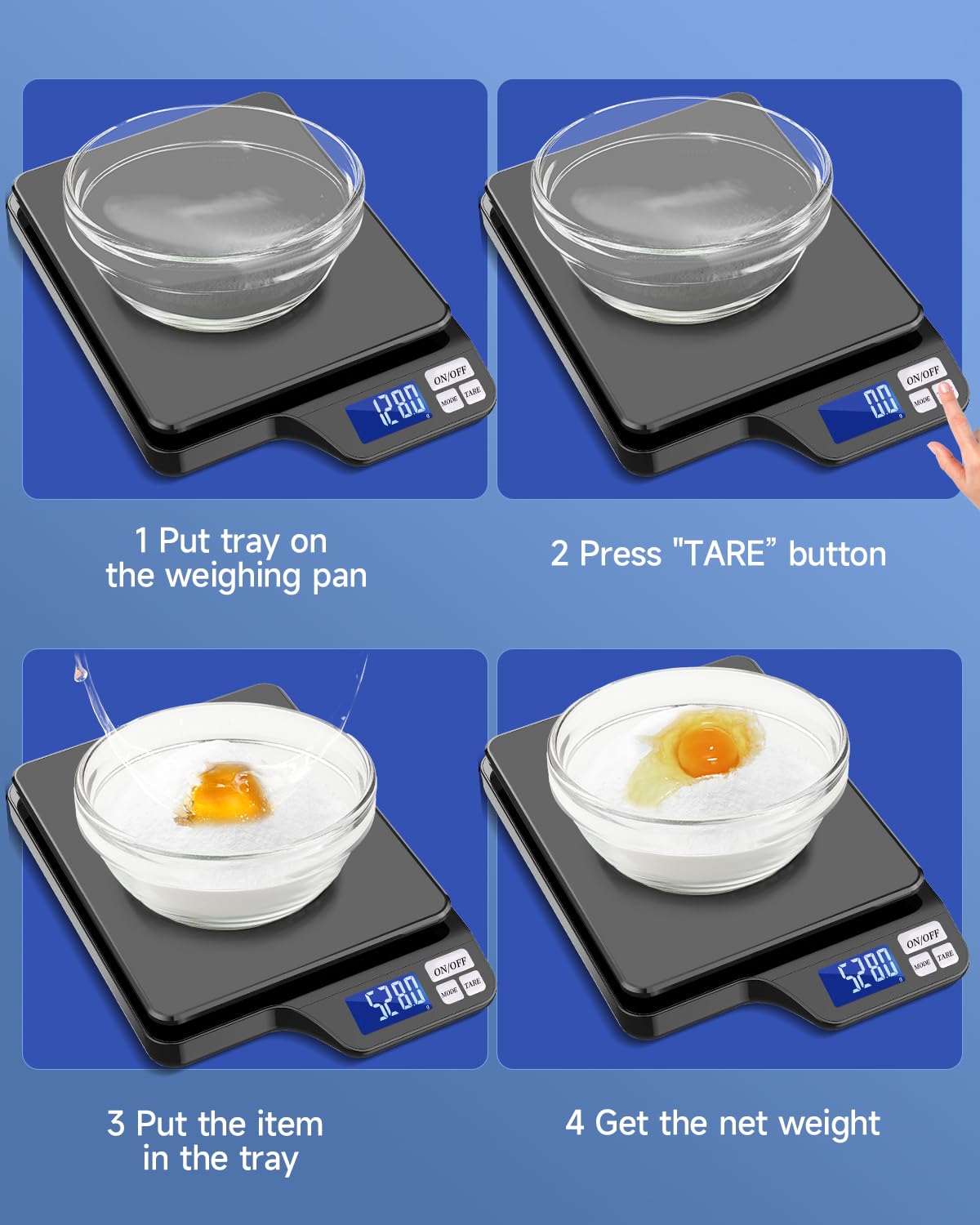 Large 5kg/11lb Kitchen Scale with 0.1g/0.01oz High Precision, USB Rechargeable Food Scale, Stainless Steel Pan, with Tare Function,for Baking Cooking Coffee Package Postage