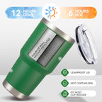 30 oz Tumbler with Lid Stainless Steel Tumblers Vacuum Insulated Cup Reusable Powder Coated Travel Mug Double Wall Leak Proof Portable Cups Keep Cold Drinks for 12 Hours, Dark Green, 1 Pack