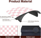 Dish Drying Mat for Kitchen Counter, 16.5’’ X 31.5’’ Absorbent Coffee Mat, Checkered Coffee Bar Mats for Espresso Machine Station, Hides Stains, Rubber Backed Dish Drying Pad, Pink & White