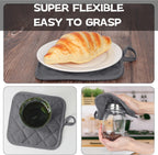 Oven Mitts and Pot Holders Set, Pack of 4, Heat Resistant Silicone Kitchen Mini Oven Mittens for 500 Degrees, Mini Oven Gloves and Hot Pads for Baking Grilling Barbecue Microwave Machine Washable