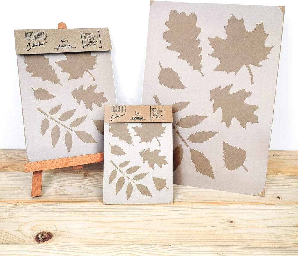 NAKLEO Painting Stencil for Crafts A5 5.9” x 8.3”, Autumn Leaves Nature Pattern, Reusable Plastic DIY & Scrapbooking Drawing Template, Decoupage Art Home Decor, Wall Wood Fabric Furniture