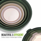 Zulay Kitchen 12 Piece Plastic Mixing Bowls with Leak-Proof Lids Set - Microwave and Freezer Safe Kitchen Mixing Bowls for Preparing, Serving and Storing - Large Nesting Bowls (Forest Ombre)