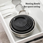 ROYDX Stainless Steel Mixing Bowls With BPA Free Airtight Lids &3 Grater Attachments,Non-Slip Bottoms- 33% Thick Metal Nesting Bowls for Mixing & Serving