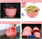 BoxedHome 4 Quart Large Plastic Mixing Bowls, Microwave Safe Mixing Bowl Set with Pour Spout, Nesting Bowls for Space Saving Storage(Candlelight Peach)