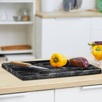Natural Black Marble Pastry and Cutting Board, 12x20x0.7 Inch, Heavy for Dough Chocolate, Pack of 1