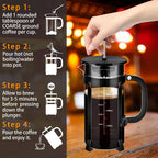 French Press Coffee Maker 304 Stainless Steel Coffee Press,with 4 Filters System, Heat Resistant Thickness Borosilicate French Press Glass, BPA-Free Brewed Tea Pot Coffee Plunger(Copper 12oz)