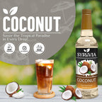 Syruvia Coconut Coffee Syrup - 25.4 fl oz. Premium Coffee Flavoring Syrup. Kosher, and Gluten-Free. Perfect for Enhancing Drinks, Sodas, Shakes, Desserts, and More.