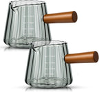 Espresso Shot Glass with Handle, 6 Oz/180 ml Espresso Cups with Single V-shaped Mouth, Measuring Cup for Milk Tea Coffee Bar Accessories(Gray,2 Pcs)