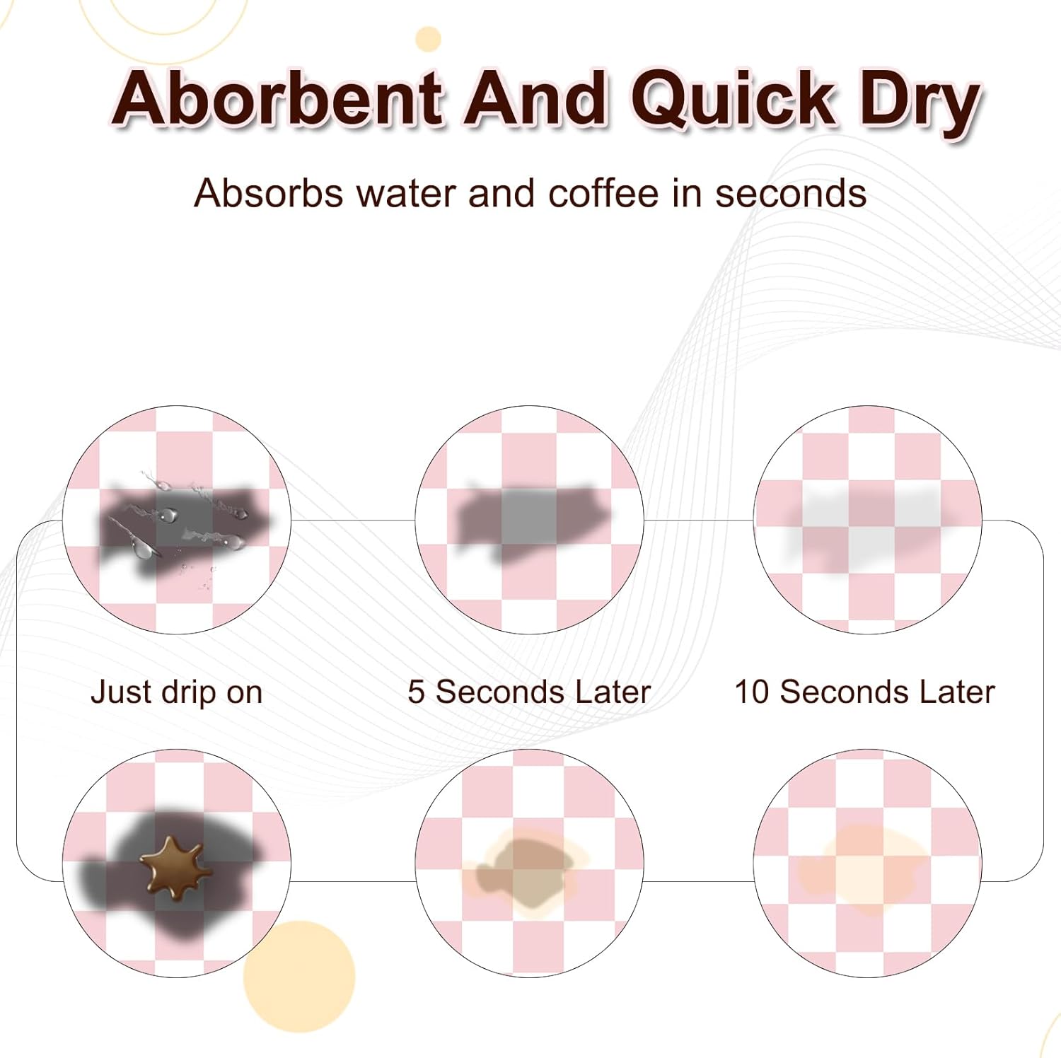 Dish Drying Mat for Kitchen, 15.7’’ X 17.7’’ Coffee Bar Mats for Countertop Fit Under Coffee Maker, Checkered Drying Mat, Hide Stain Rubber Backed Espresso Machine Absorbent Drying Pad, Pink & White