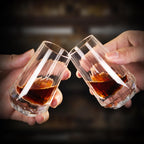 KAMMAK Crystal Whiskey Glasses Set of 2, Handcrafted Shot Glasses Stemless, 3.38oz Hand Blown White Cocktail Glasses, Engagement Gifts for Couples, Women, Men