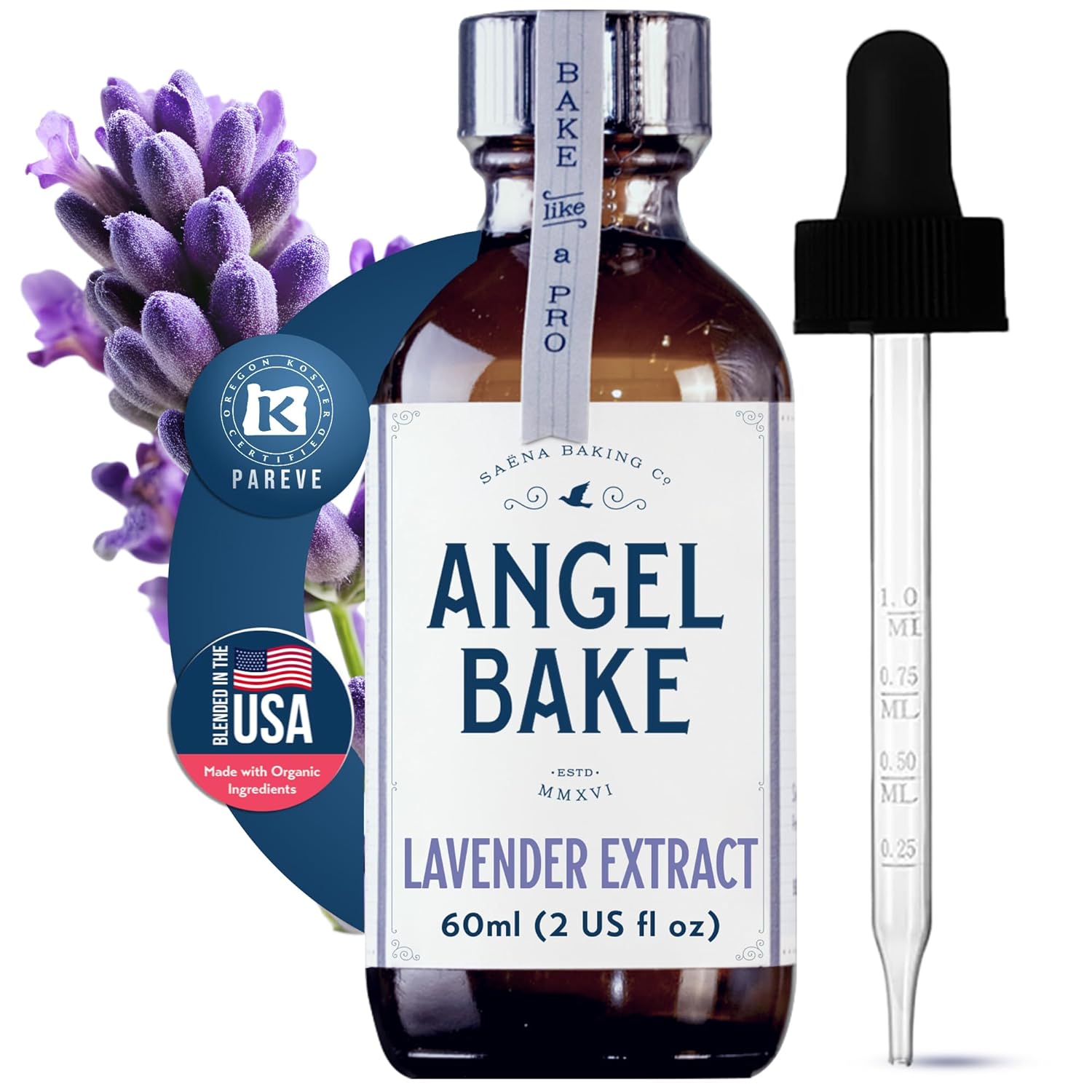 Pure Lavender Extract for Baking & Mixology - Culinary Grade Lavender Essence and Flavoring - Kosher, Keto Friendly, Vegan, Gluten-Free for Beverages & Recipes (2 Oz Extract with Latex-Free Dropper)