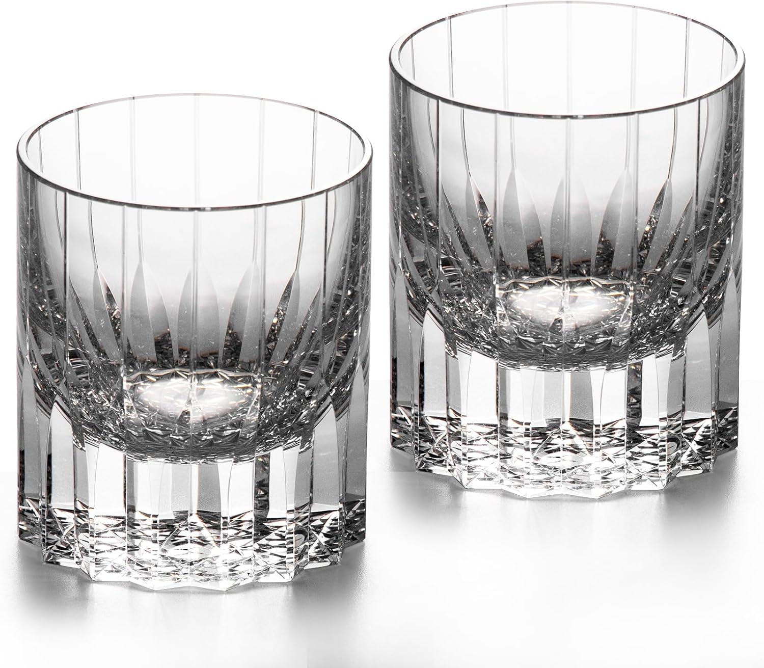 KAMMAK Crystal Whiskey Glasses Set of 2, 7.27oz Old Fashioned Glasses Stemless, Hand Blown White Cocktail Glasses, Engagement Gifts for Couples, Women, Men