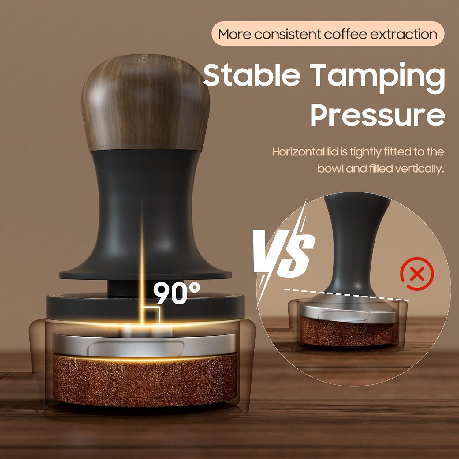 MHW-3BOMBER 58mm Tamper with Sound Feedback, Calibrated Espresso Tamper 58mm 30lbs, Tamper Tool Espresso with Flat Base, T7068F-OS