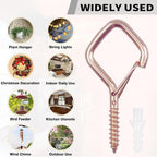 50 PCS Rose Gold Eye Screw Hooks for Hanging Heavy Duty with Safety Buckle.Metal Ceiling Hooks for Hanging Plants Cup Wind Chime Bird Feeders Patio Lights at Indoor&Outdoor