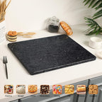 Black Marble Cutting Board For Kitchen, Large Marble Slab Pastry Board With Non-Slip Feet For Baking, Cheese, Charcuterie, Chocolate, 16x20 Inch, Pack Of 1 Piece