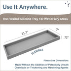 Countertop and Vanity Tray - 11.7" Silicone Bathroom Tray Countertop, Dish Soap Trays for Kitchen Counter, Sink Organizer Caddy Accessories, Toilet Plant Shower Makeup Mat Oil Holder