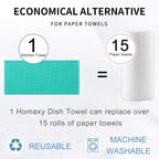 Homaxy 100% Cotton Terry Kitchen Towels(Turquoise, 13 x 28 inches), Checkered Designed, Soft and Super Absorbent Dish Towels, 4 Pack