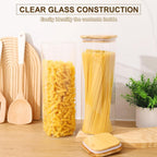 Glass Food Storage Jars with Lids(76oz)Square Set of 3 ,Glass Storage Containers Clear Glass Food Canister with Bamboo Lid Airtight For Serving Tea, Coffee Beans, Flour,Cookie, Cereal,Spice and More