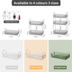 YCIA&DONE Bathroom Organizer Countertop, Makeup Storage, Skincare Cosmetic Tray Shelf, Perfume Holder Rack for Vanity Counter, Large Capacity, Easy to Install, Clean, 1 Tier, Smoky Gray