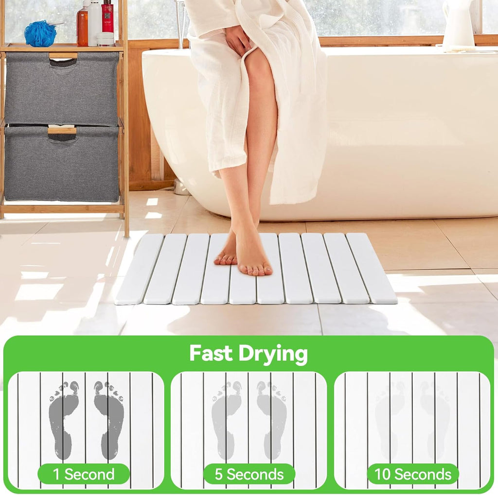 Large Stone Drying Mat for Kitchen Counter, Collapsible Quick Dry Stone Bath Mats for Bathroom, Ultra Absorbent Diatomaceous Earth Dish Stone Mat for Dishes Cups Cookware Countertop, 23.23'' x 15.4''