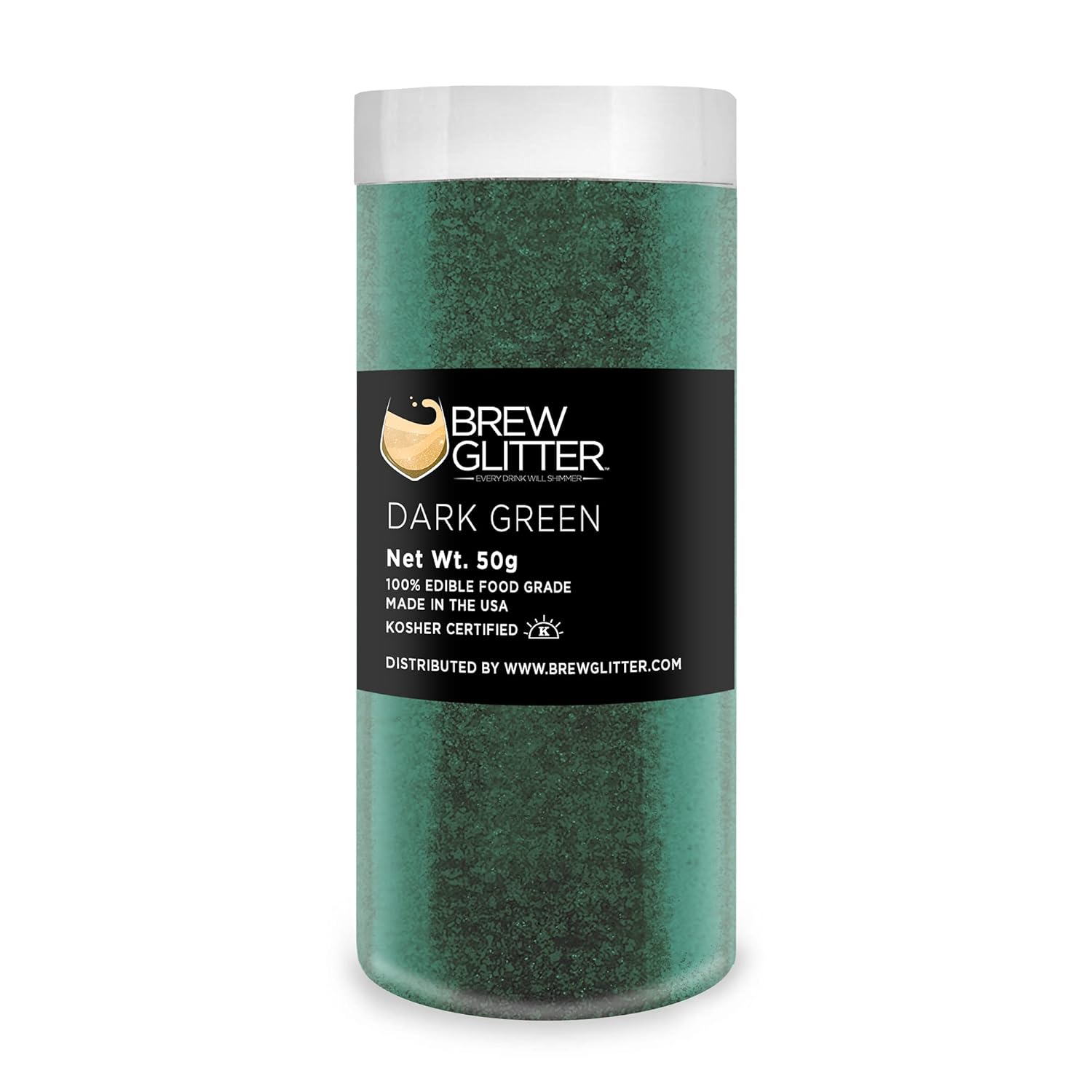 Dark Green BREW GLITTER Edible Glitter For Drinks, Cocktails, Beer, Garnish Glitter & Beverages | KOSHER & HALAL Certified | 100% Edible & Food Grade | Vegan, Gluten, Nut Free (50g, Dark Green)