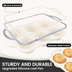 Vinino Jumbo Muffin Pan with Metal Reinforced Frame-2Pack, Silicone Cupcake Pan for Baking 6 Cup Jumbo Size, BPA Free Silicone Muffin Tray, Cupcake Baking Pan Molds for Oven Dishwasher Safe-Cream
