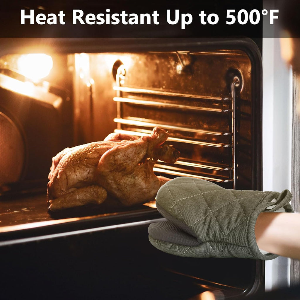 Oven Mitts & Pot Holders Pad and Towel Set, 10-Piece Cute Kitchen Starter Set, Short Oven Mitts, Towels & Dish Cloths for Grilling, Baking, Barbecue