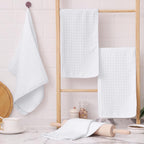 Homaxy Microfiber Waffle Weave Kitchen Towels, 16 x 28 Inch Ultra Absorbent and Solid Color Dish Towels, 6 Pack, White