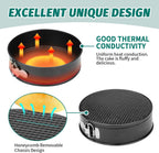 SHIKORI Cake Pan Set for Baking, Non-Stick Springform Pans Set of 3 (4, 7, 9 inch), Round Cake Pans,Cheesecake Pan, Leak-Proof Cake Pans with Removable Bottom (Red Set-3 Pcs)